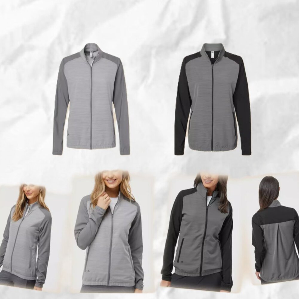 NWT! Water-Repellant Adidas Golf Womens Heather Block Full-Zip Windshirt Jacket